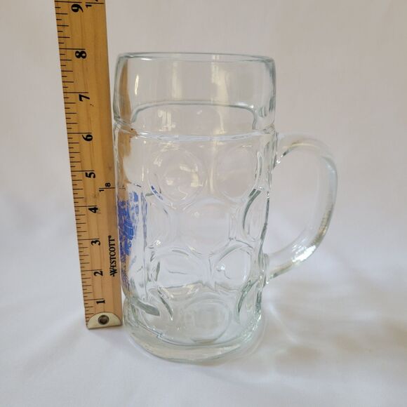 HB Munchen Hofbrahaus Glass German Beer Stein 1L Dimpled Mug Tankard Oktoberfest - Picture 4 of 14